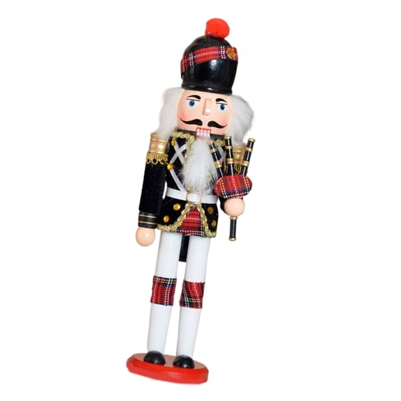 PatungKu Bagpipe Drummer Nutcrackers Soldier Figure Wooden Puppet For Festives Home Display