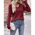 thumbnail image 5 of Lightweight Blouse For Women Solid V Neck Long Sleeve Fall Tops Fashion Ribbed Knit Shirts Cogild, 5 of 6