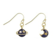 Zad Jewelry Celestial Moon & Planet Mismatch Drop Earrings, Gold