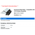 thumbnail image 2 of Accessory Delay Relay - Compatible with 1972 Pontiac Grandville, 2 of 2