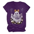 thumbnail image 5 of YDFCWXW Halloween Shirts for Women Spooky Cute Ghost Graphic Tshirt Casual Short Sleeve Tops Purple, XXL, 5 of 6