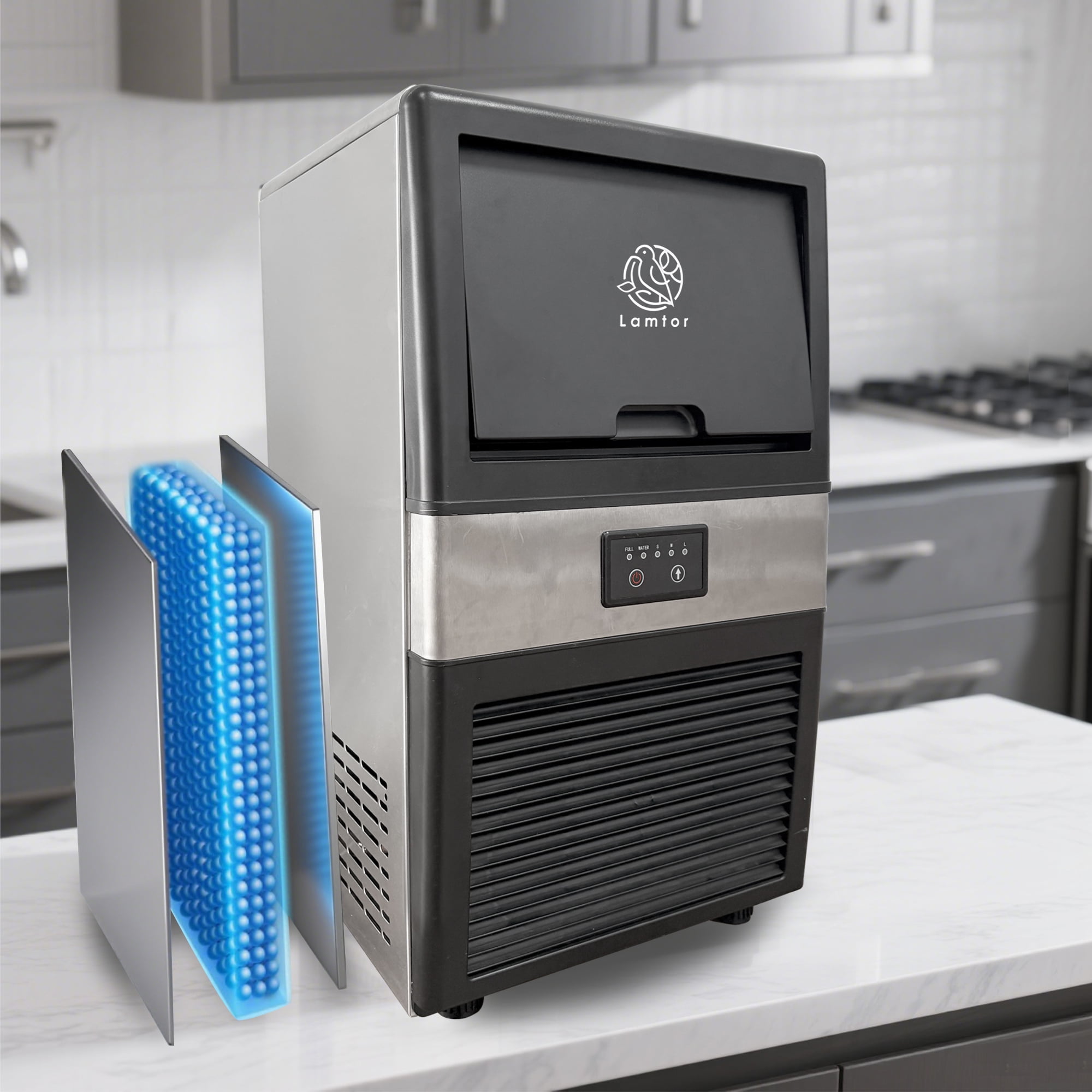 Lamtor Commercial Ice Maker Machine, Ice Maker for Bar Home Office Restaurant