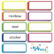 PHOGEO 54pcs Magnetic Dry Erase Labels, Reusable Name Plate Tag 9 Colors, Flexible Magnetic Label Strips for Whiteboard Locker Refrigerator Shelving Toolbox