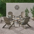 thumbnail image 2 of GDF Studio Kingston Outdoor Acacia Wood 5 Piece Adirondack Chair and Fire Pit Set, Gray and Natural Stone, 2 of 13