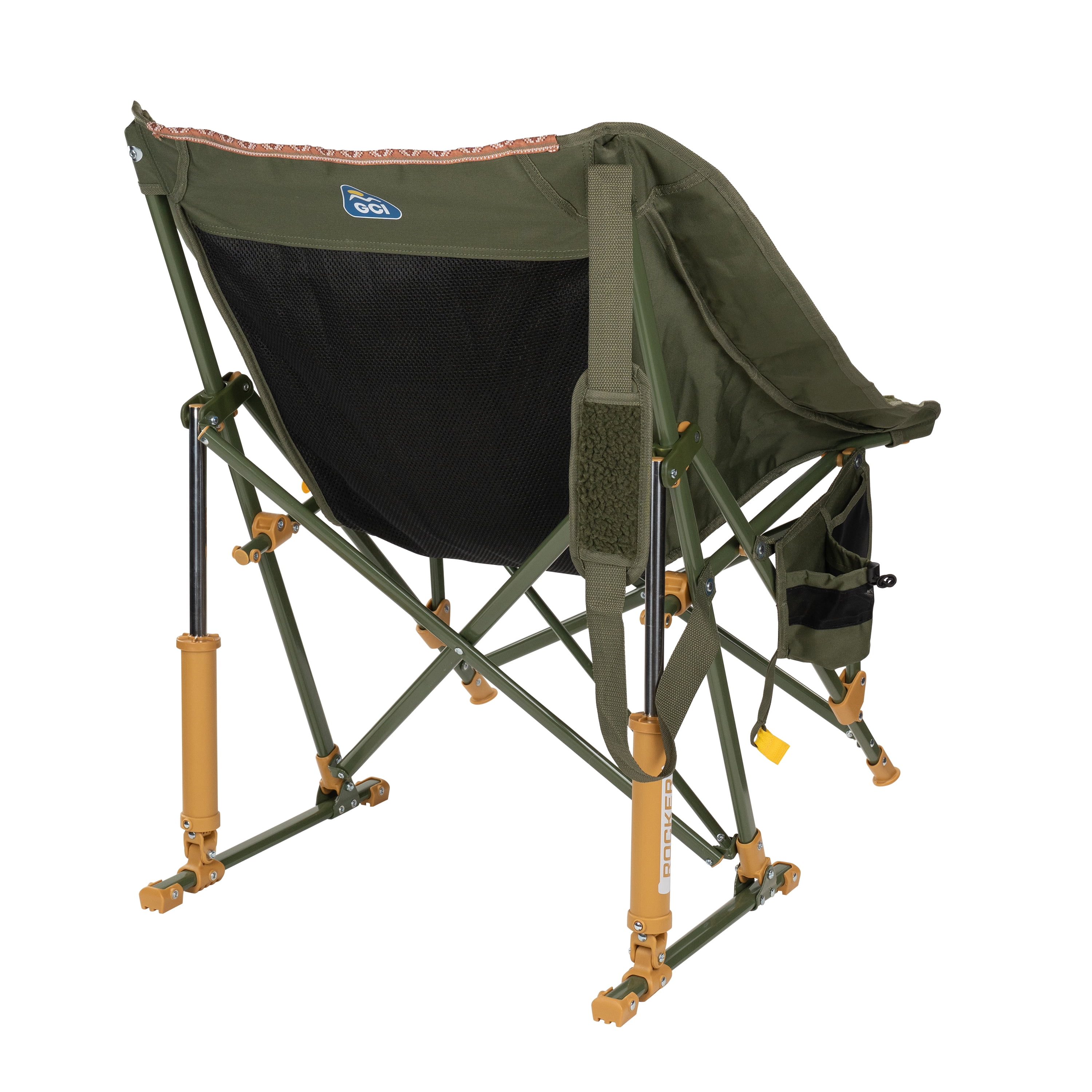 GCI Outdoor Fleece Rocker Sherpa Rocking Camping Chair with Cup Holder, Olive