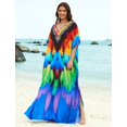 thumbnail image 5 of Edolynsa Women Colorful Geometric Swimsuit Cover Up Loose Kaftan Dress Long Maxi Caftan Gown Beach Party Casual Dresses, 5 of 8