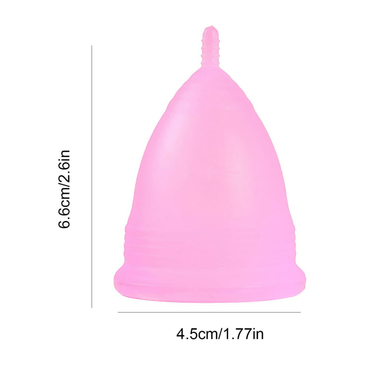 Women Silicone Menstrual Cups Sterilizing Breathable Flexible Period Cups for Travel Storing Cup Press The Handle to Drain , S Pink, 2 Sizes Optional