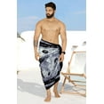 thumbnail image 5 of HAPPY BAY Men's Standard Vacation Dashiki Sarong Full Pareo Beach Wrap One Size Denim, Star Summer Vacation Party, 5 of 5
