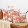 thumbnail image 3 of Boho Pillow Covers Square 18x18 Inch Set of 2, Orange Blue Throw Pillow Covers Velvet Carpet Pattern Decorative Pillowcase Ethnic Design Farmhouse Cushion Case for Sofa Couch Outdoor Decor, 3 of 6