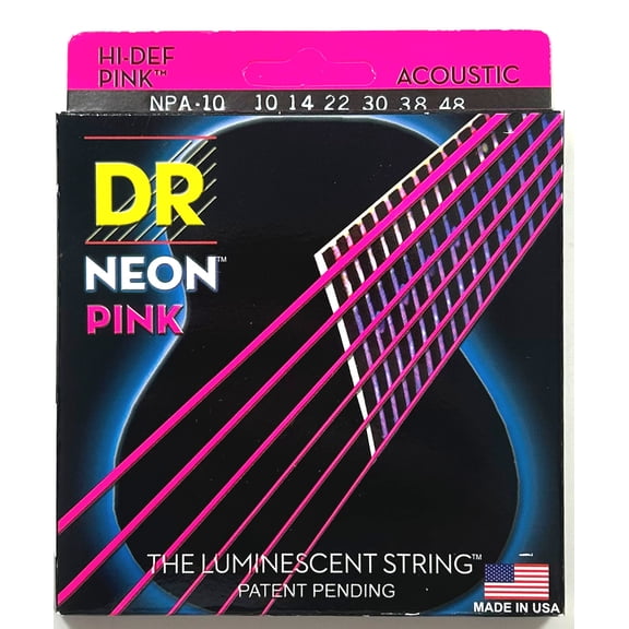 DR Guitar Strings Acoustic Neon Pink Extra Light 10-48 Luminecent