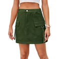thumbnail image 3 of Women Cargo Mini Skirt Denim Jean Dress with Pocket Green S, 3 of 9