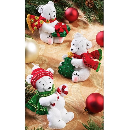 Polar Bear Ornaments Felt Applique Kit, Set of 6