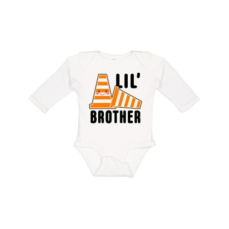 

Inktastic Lil Brother with Construction Cones Boys Long Sleeve Baby Bodysuit