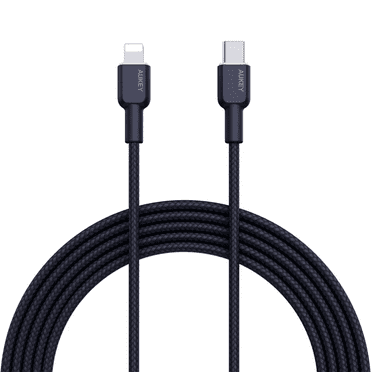MFi Certified Lightning to USB-C Braided Cable (1.8m/5.9ft) - Durable Nylon & Aramid Fiber, Fast Charging & 480Mbps Data Transfer by Aukey