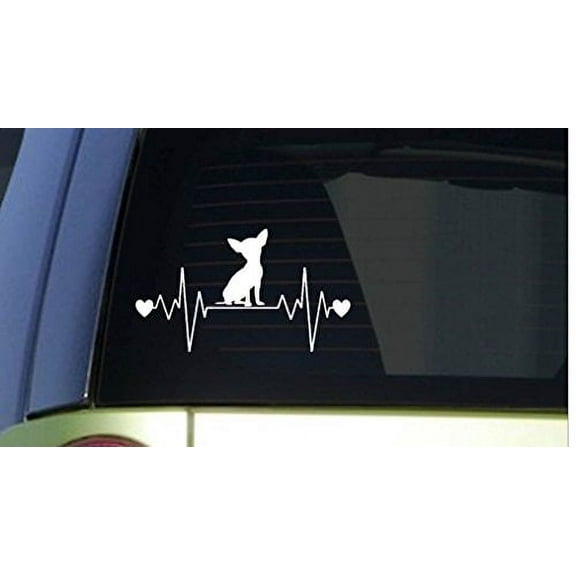 Chihuahua heartbeat lifeline *I194* 8" wide Sticker decal dog