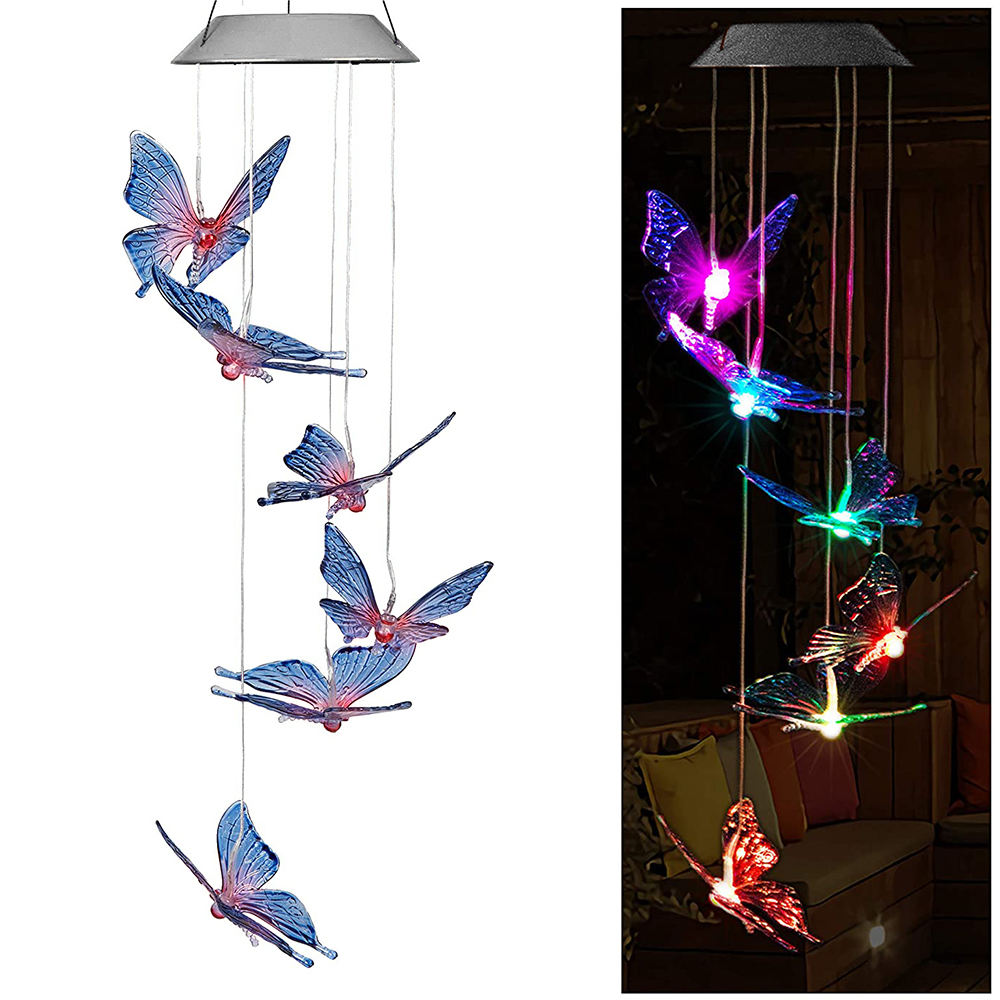 Solar String Lights, Color Changing LED Mobile Wind Chimes Lights, Waterproof Outdoor Solar Lights for Home Yard Patio Garden, Butterfly/2Pcs - image 1 of 7