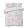 thumbnail image 2 of Quilts King Size, Red Aqua Coastal Soft Comforter Bedding Set for Bed, Sea Turtle Nautical Coral Summer Beach Lightweight Quilted Bedspread with Pillow Cover(2 Pieces) for All Season, 96x106 Inch, 2 of 6
