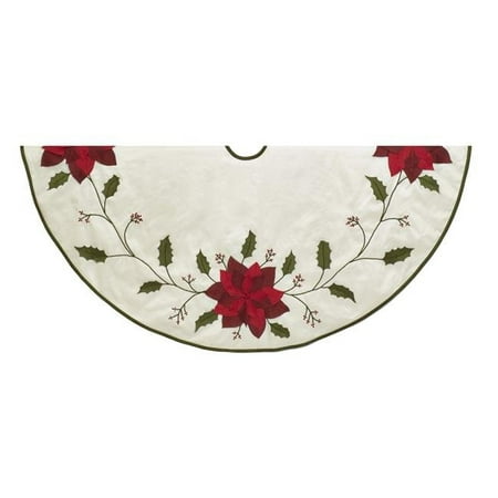 UPC 086131519710 product image for Kurt Adler 54-Inch Ivory with Holly Leaves and Poinsettia Tree Skirt | upcitemdb.com