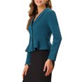 thumbnail image 4 of MODA NOVA Juniors Lapel Long Sleeve Ruffle Hem Work Office Short Blazer, 4 of 5