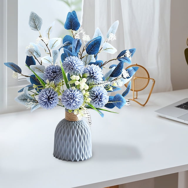 Ramo de hortensias artificiales con jarrón, flores de seda de 40x50cm, centro de mesa de boda multicolor, decoración del hogar para la sala de estar, fiesta, 1 juego de arreglos florales falsos en