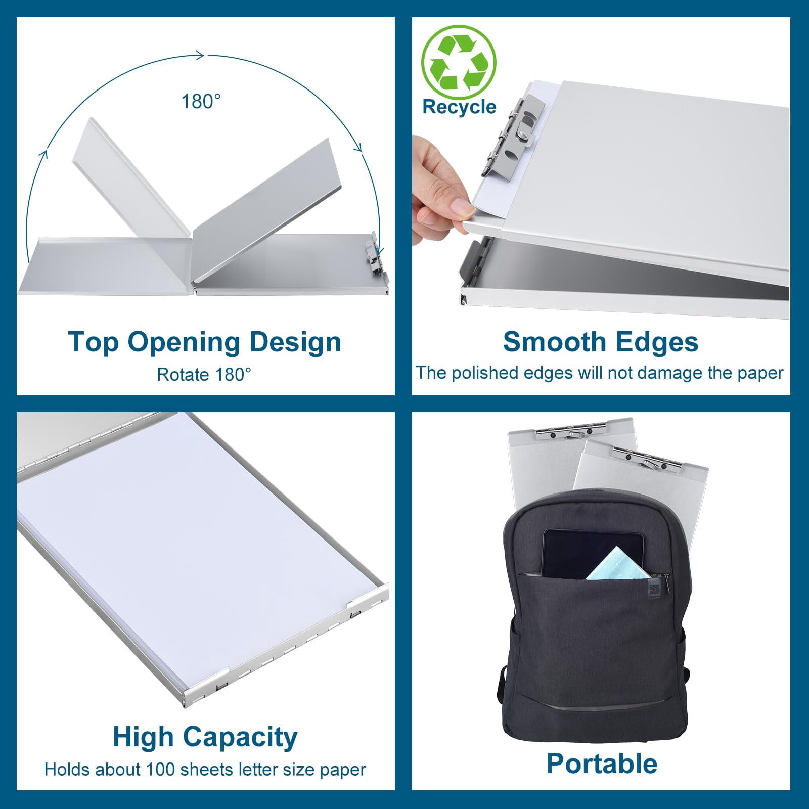 Recycled Aluminum Storage Clipboard  Box Form Holder Suitable For School Office Jobsite Or Staff
