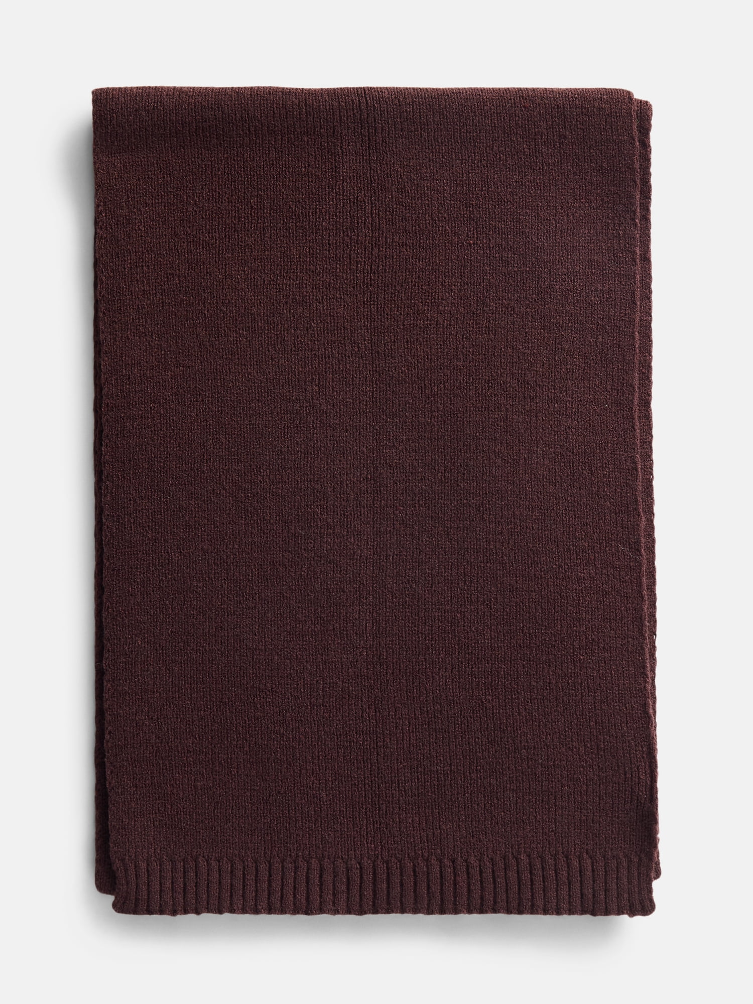 Scenario Women's Knit Oblong Scarf with Ribbed Trim, Carob