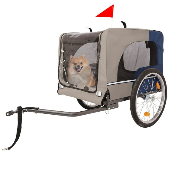 M optimized Bike Trailer Dog Trailer with 3 Entrances, Safety Flag, 8 Reflectors, 20-inch Wheels Breathable Mesh Dog Cart for 1 Or 2 Dogs Bicycle Carrier