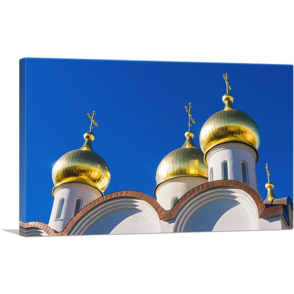 ARTCANVAS Orthodox Moscow Church Gold Domes Russia Canvas Art Print - Size: 26" x 18" (1.50" Deep)