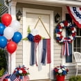 thumbnail image 5 of Independence Day Wrought Iron Triangle Wall Hanging Patriotic Artificial Flower Ribbon Decor 18.9In 4th Of July Front Door Porch Wall Fireplace Home Party Decoration for Farmhouse Holiday Mantel, 5 of 6