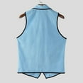 thumbnail image 4 of Men's Contrast Trim Vest Formal Casual Slim Fit Business Wedding Light Blue S, 4 of 9