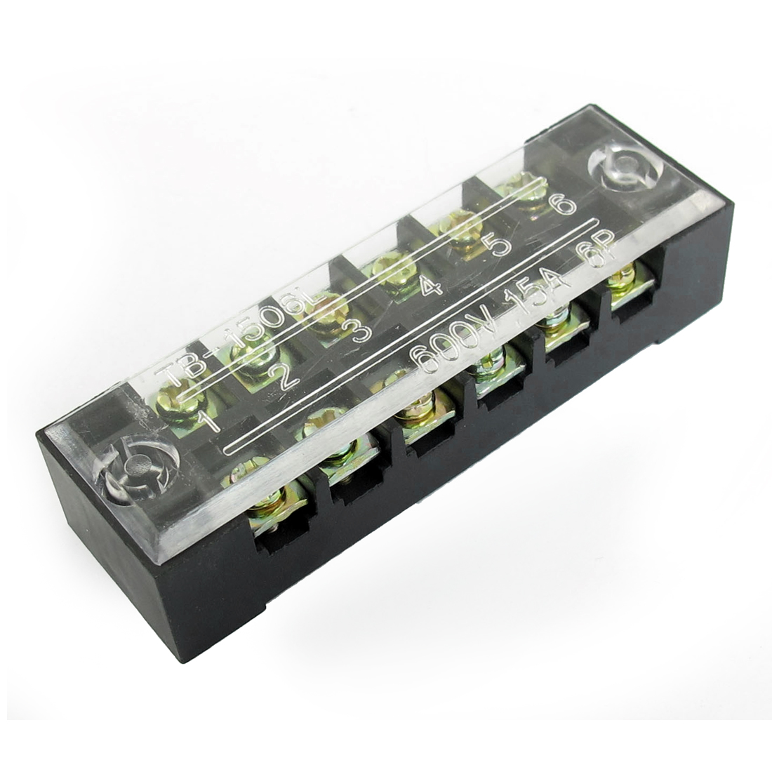 600V 15A 6P Double Rows 12 Screw Terminal Barrier Strip Block Cable
