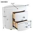 thumbnail image 3 of PU Leather Nightstand, Elegant Bedside Table with 2 Drawers and Crystal Handle, Oval 2-Drawer Upholstered Nightstand, Storage Bed Side Table Fully Assembled Except Legs & Handles,Suitable for Bedroom, 3 of 7