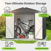Lofka 6x4 FT Outdoor Storage Shed Lockable Weatherproof Garden Tool Shed Dark Grey