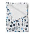 thumbnail image 2 of Blue and White Soft Flannel Fleece Throw Blanket, Journalism Mass Media Communication Theme Press TV News, Cozy Plush for Indoor and Outdoor Use, 70" x 90", Pale Blue Dark Blue, by Ambesonne, 2 of 5
