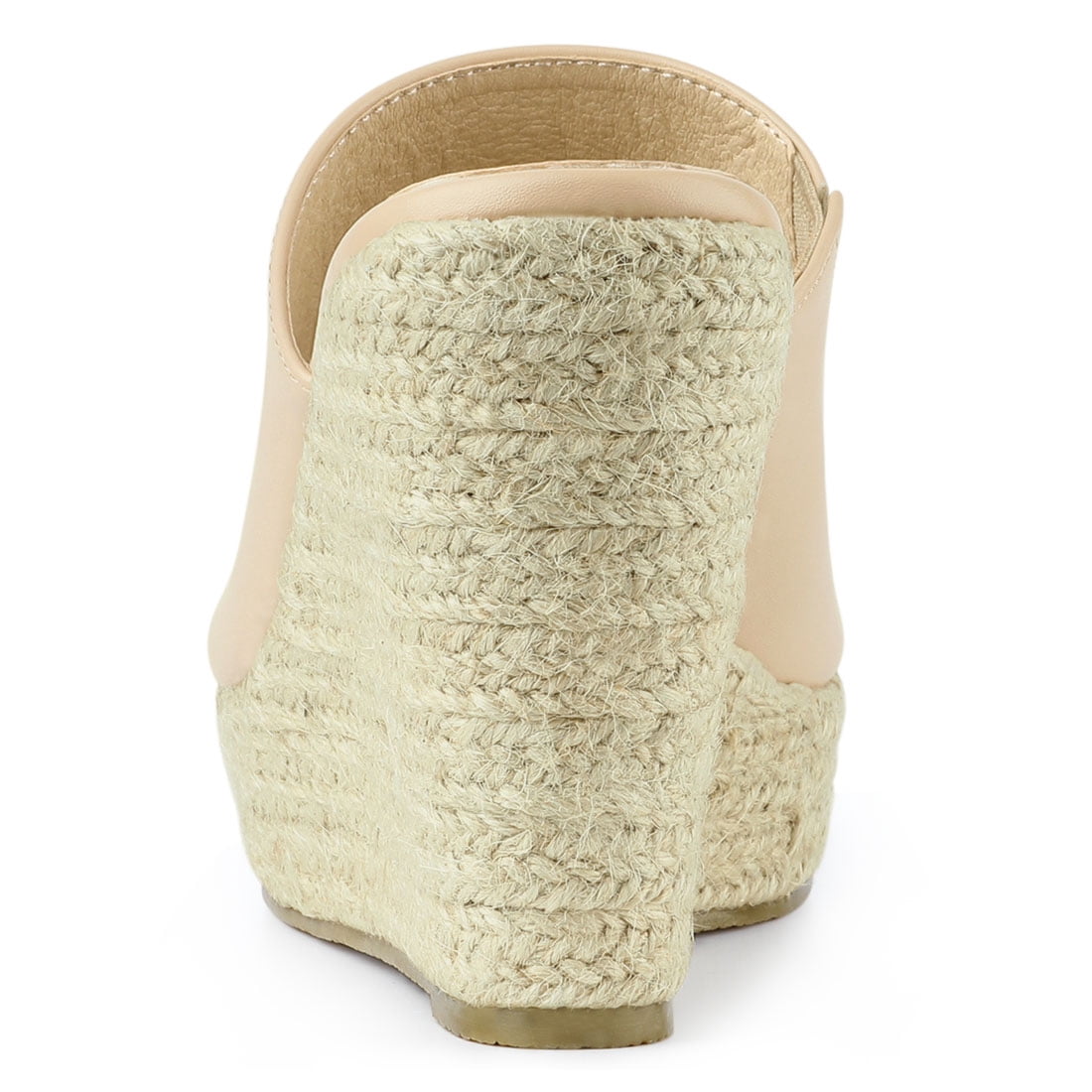 DARING DIVA Women's Slip on Platform Sandals Espadrilles Wedges Slides Mules Beige 7.5