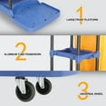 thumbnail image 3 of TUFFIOM  Traditional Cleaning Janitorial 3-Shelf Cart, 500 Lbs Capacity Housekeeping Cart, 42.5" L x 18.7" W x 37.6" H, Wheeled with 22 Gallon Yellow Vinyl Bag and Cover w lid, Blue, 3 of 18