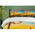 thumbnail image 4 of Ambesonne Venice Duvet Cover Sets, Antique Watercolor Gondolas, 2-Queen, Orange Yellow and Blue, 4 of 7