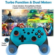 Switch Controller, Wireless Pro Controller for Switch/Switch Lite/Switch OLED, Switch Remote Gamepad with Joystick, Adjustable Turbo Vibration, Ergonomic Non-Slip - Blue