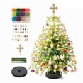 thumbnail image 2 of DIY Beaded Christmas Tree Kit for Adults, Crystal Tabletop Tree with Cross Dove Bible Charms, Christian Holiday Gift, 2 of 5
