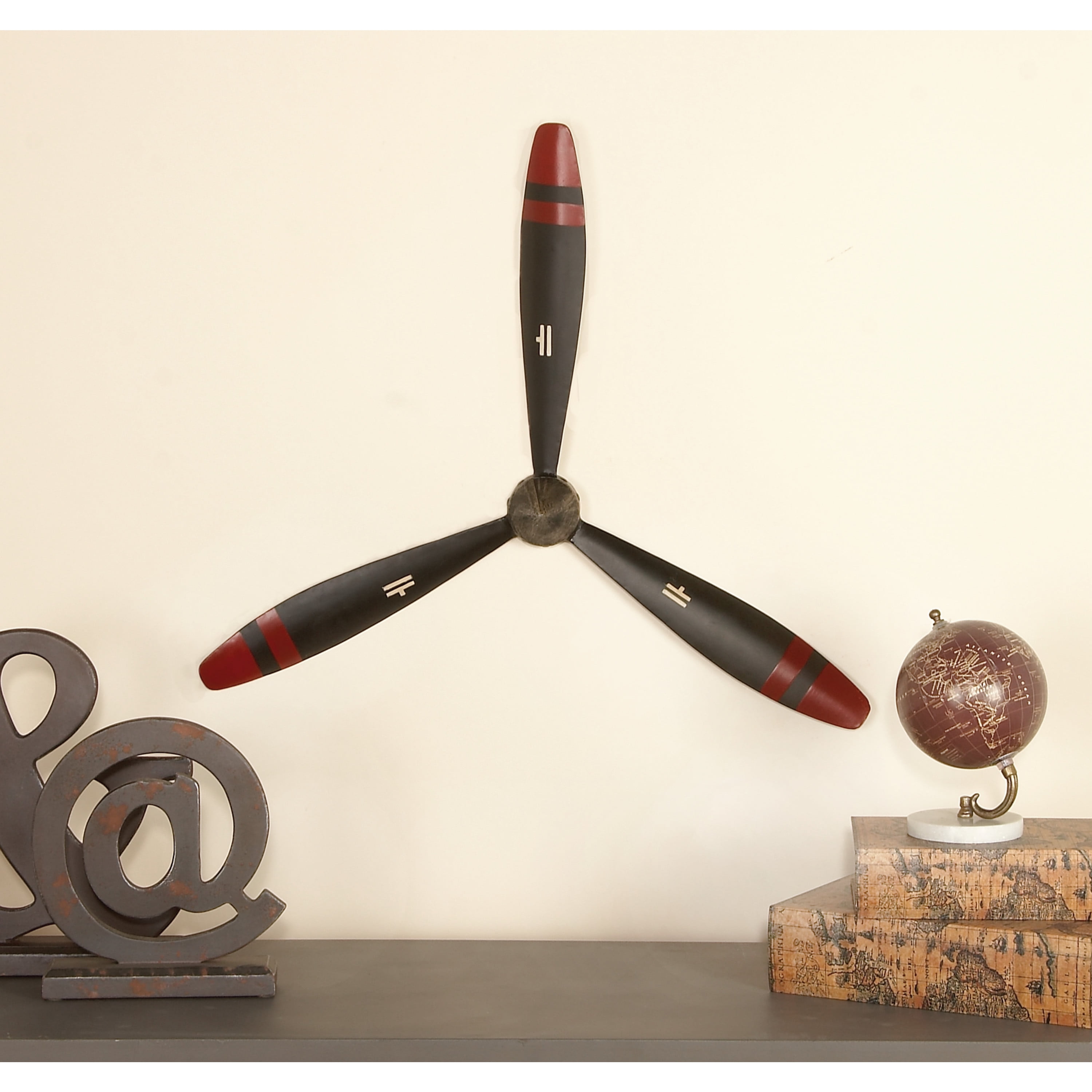 YOUKI Metal Airplane Propeller Wall Art Home Decor Kitchen Wall Sculptures Battery Operated Wall Sculptures Black 
