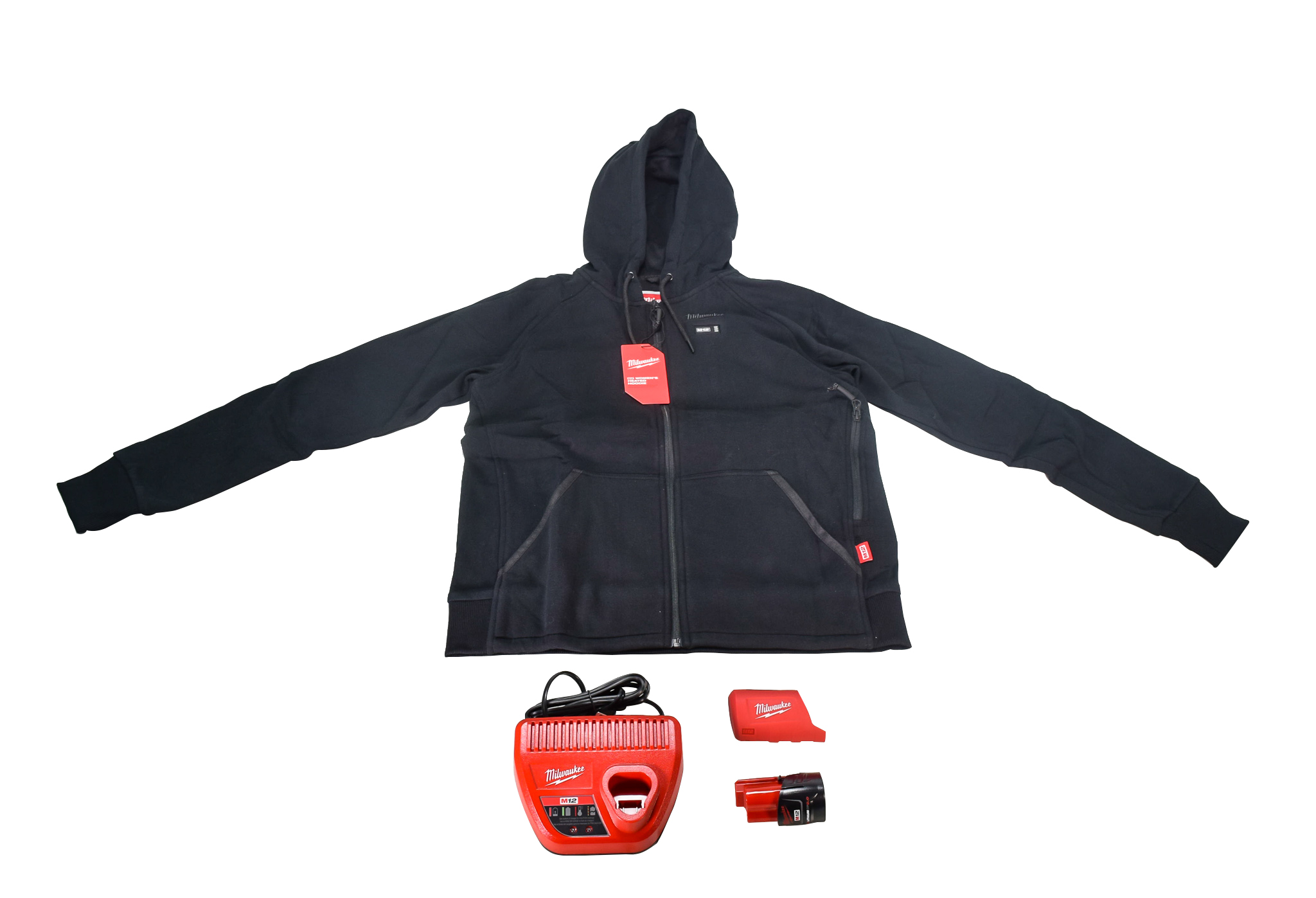 Milwaukee 336B-21M 12V Women's Heated Hoodie Kit Black (Medium) with 2.0Ah Lithium  Ion Battery  Charger