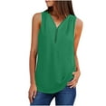 thumbnail image 1 of Cameland Camisoles d'Été Sans Manches pour Femmes à Fermeture Éclair, Tunique Décontractée à Col en V, Blouse à Manches Roulables, 1 of 7