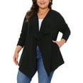 thumbnail image 2 of DARING DIVA Plus Size Open Front Irregular Hem Long Sleeve Cardigan 2X Black, 2 of 6