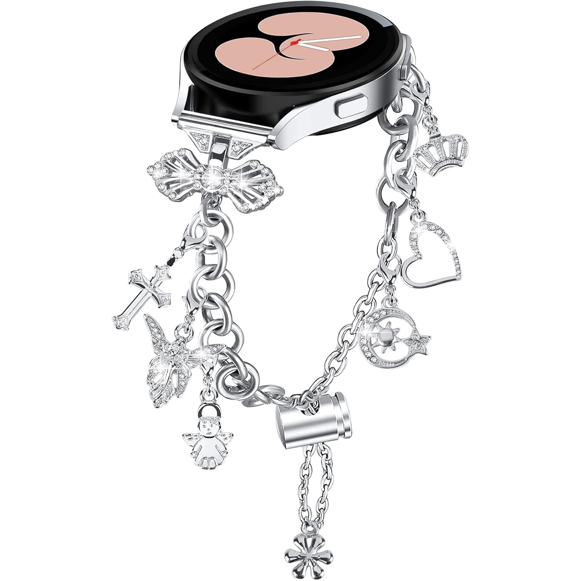 PINHEN Bling Bands Compatible for Samsung Galaxy Watch 7/FE/6/5/4 40mm 44mm, 5 Pro, Watch 6/4 Classic 43mm 47mm 42mm 46mm, 20mm Metal Diamond Jewelry Strap, Charms Adjustable Bracelet for Women