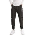 thumbnail image 2 of Zylanna Men's Casual Cargo Pants, with Pockets Stretchable Baggy Drawstring Waist Comfortable Joggers for Winter Sports Gray, 2 of 8