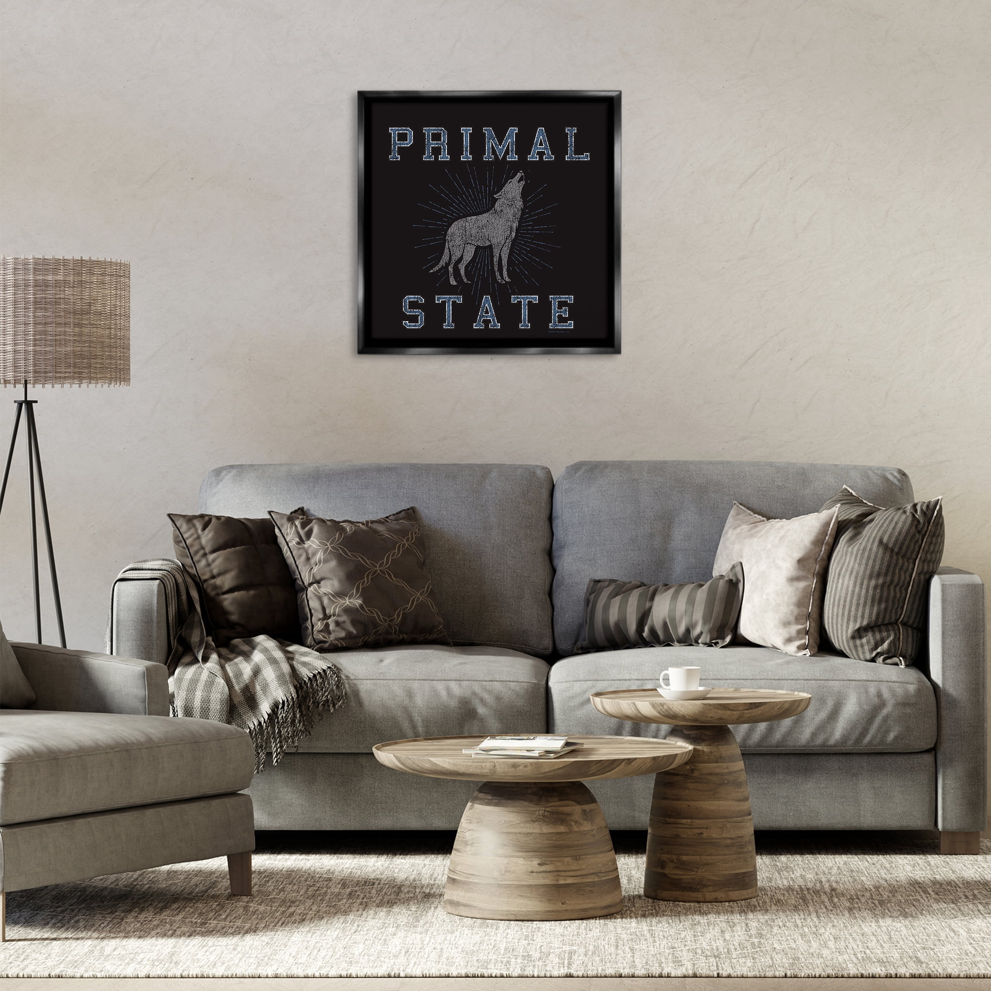Stupell Industries Primal Wolf State Animals Painting Black Floater Framed Canvas Art Print Wall Art, 25 x 25