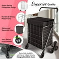 thumbnail image 3 of Stairs Climbing Shopping Cart w/Waterproof Basket Liner and 360° Swivel Wheels | Foldable Collapsible and Lightweight | Perfect for Groceries Laundry Utility Cart - Silver, 3 of 6