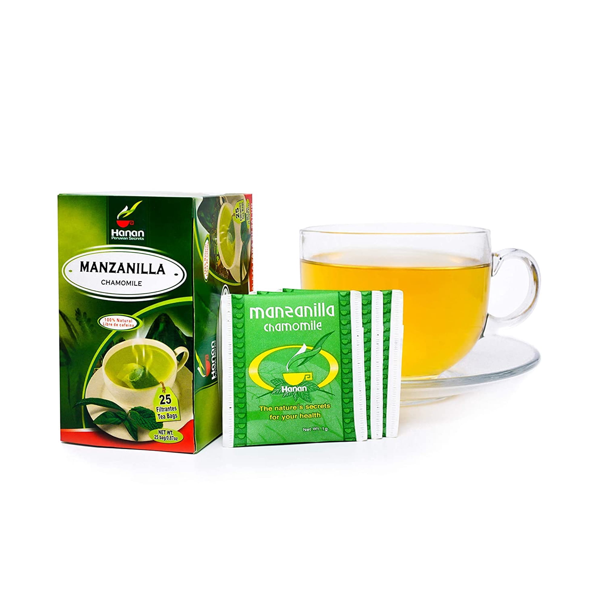 Hanan Peruvian Secrets Manzanilla Herbal Tea | 100% Natural Chamomile | 25 Tea Bags | Aids in Digestion and Naturally Promotes Relaxation to Relieve Occasional Stress - 1 Pack