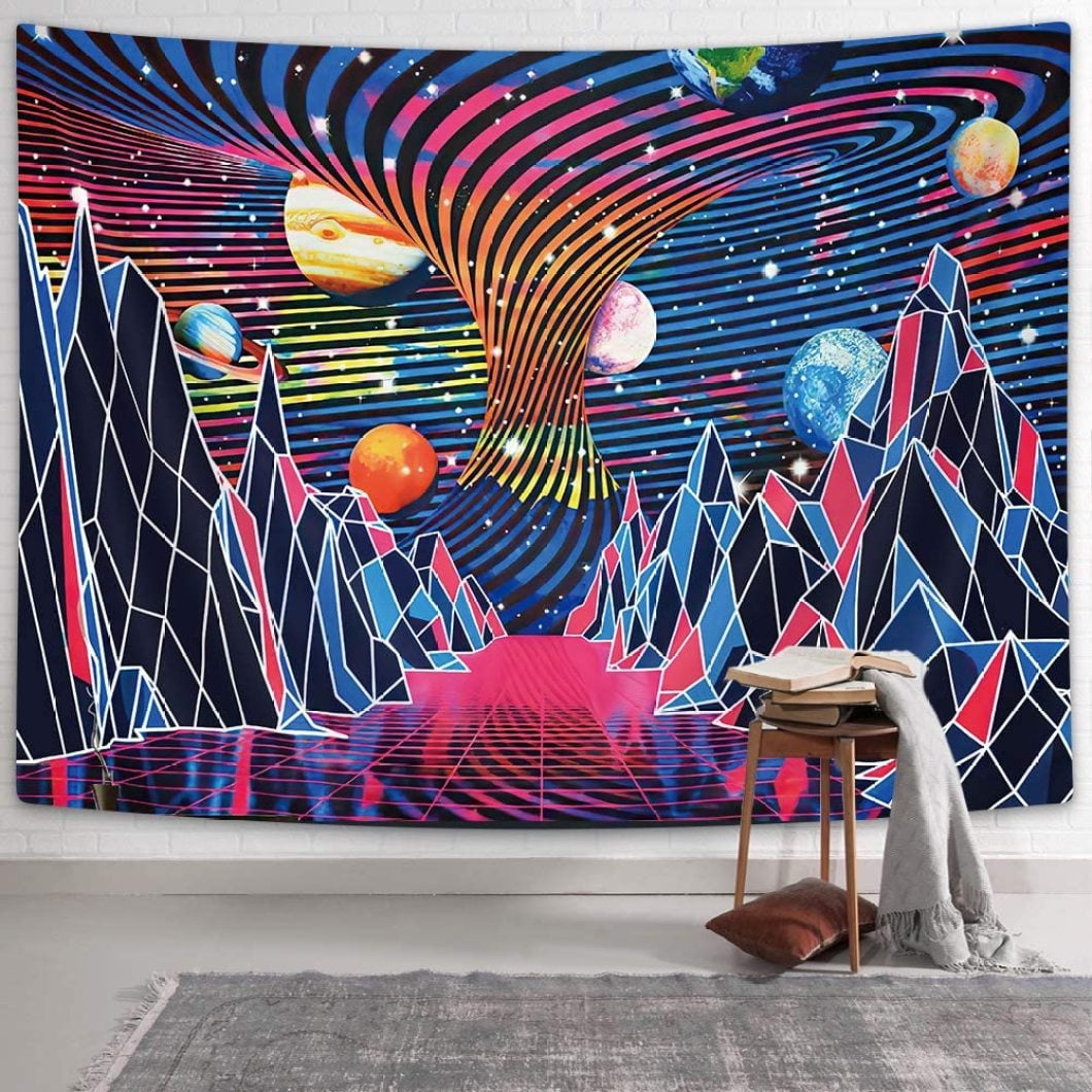 "Trippy Mountain and Tapestry Hippie Tornado Waves Tapestry Wall