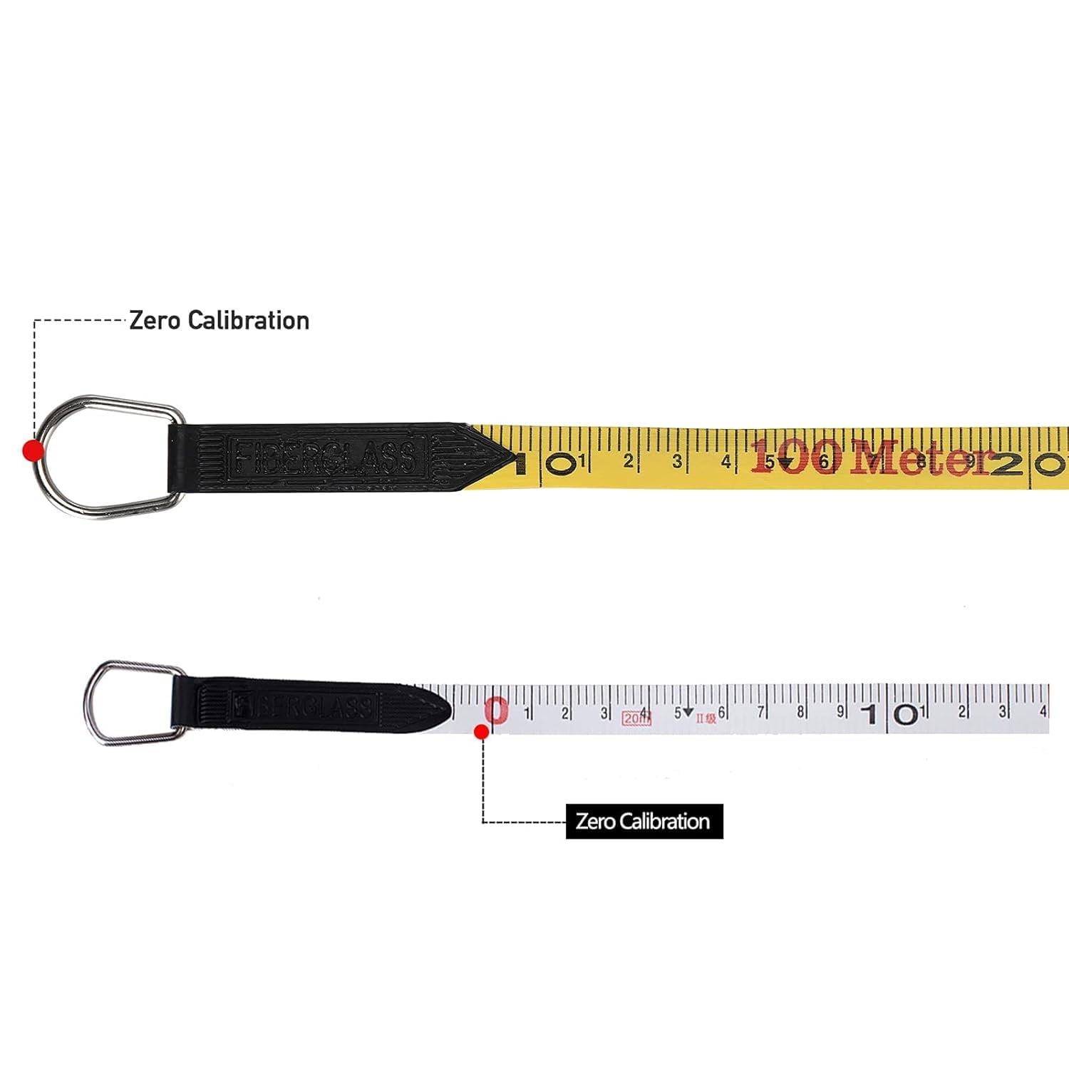 300FT/91M Heavy Duty Fiberglass Tape Measure - 1/2-Inch Wide, Dual Inch/Metric Scale, Durable Open Reel Measuring Tape for Surveying, Engineering, Runway Construction